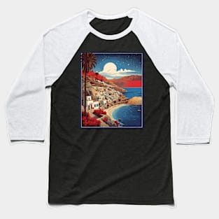 Crete Beach Greece Starry Night Tourism Vintage Poster Art Baseball T-Shirt